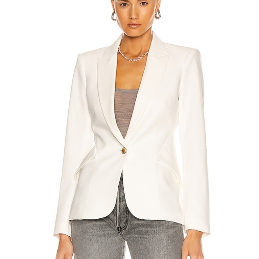 L’AGENCE Chamberlain Classic Tailored Blazer in Ivory Sz 4
